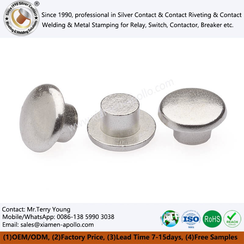 Solid silver contacts for electrical Solid silver contacts for electrical